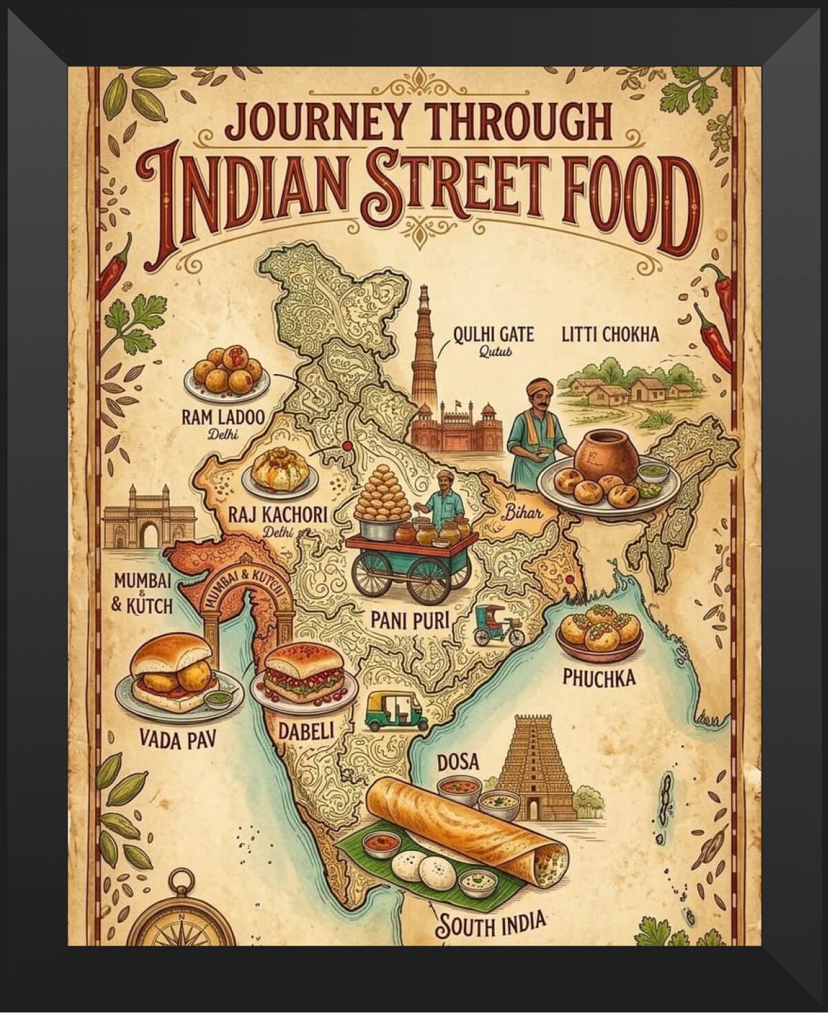 Street food map frame